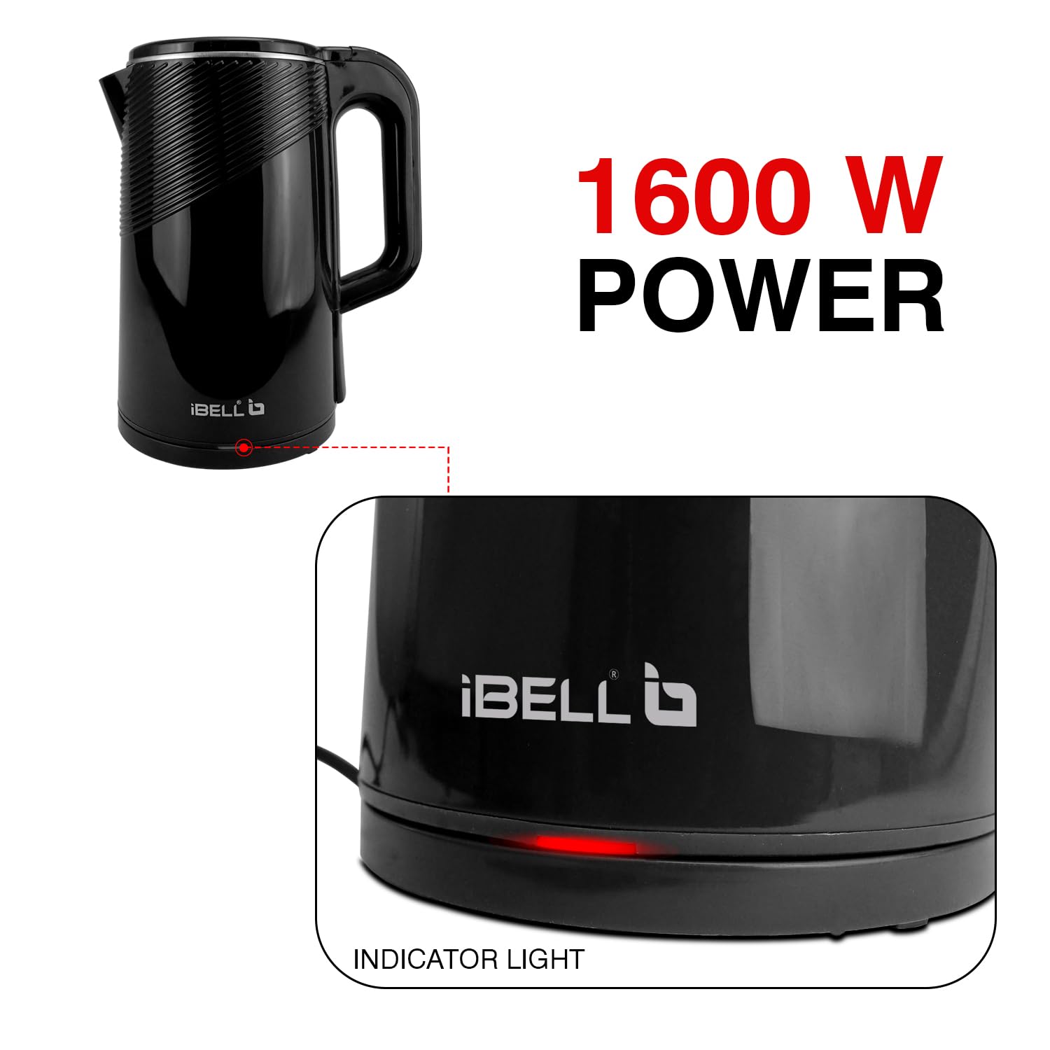 iBELL Pek20Bkplus Premium Stainless Steel Electric Kettle 2.0 Litre Auto Cut-Off Feature
